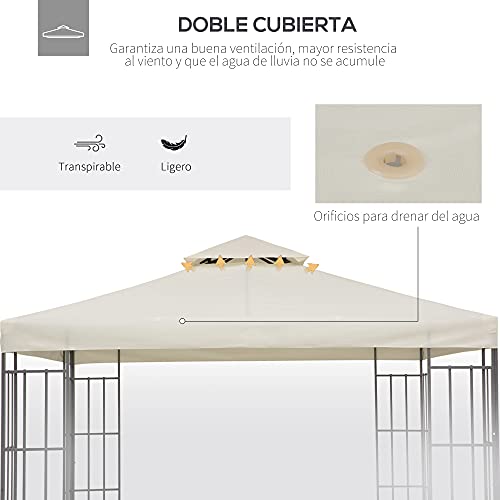 Outsunny Techo de Reemplazo 3X3 Metros para Carpa Pabellon Toldo Eventos y Bodas Crema