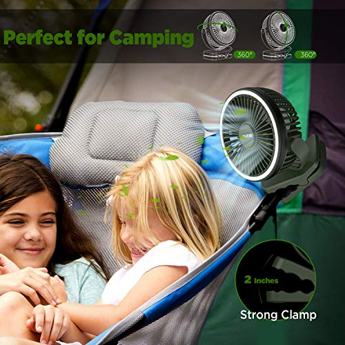 OUTXE Ventilador de camping con luz, 6700 mAh, ventilador USB con batería recargable, color verde