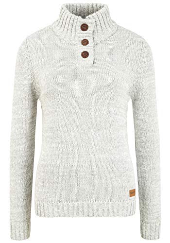 Oxmo Philicita Jersey De Punto Troyer Suéter Sudadera De Punto Grueso para Mujer con Collar de Troyer, tamaño:M, Color:LIG Grey M (798242)