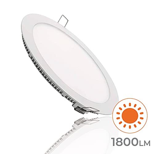 Pack 3x Panel Downlight LED redondo plano. 220mm, 20W. Color Blanco Calido (3000K). 1800 Lumenes . Driver incluido.