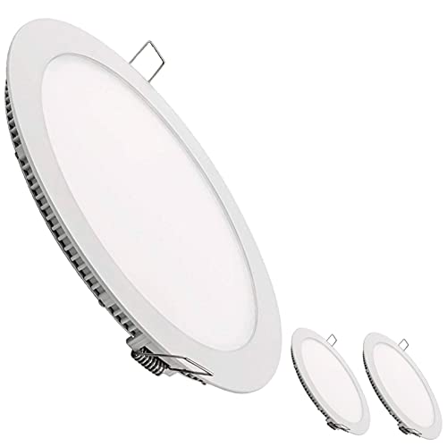 Pack 3x Panel Downlight LED redondo plano. 220mm, 20W. Color Blanco Calido (3000K). 1800 Lumenes . Driver incluido.