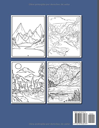 Paisaje De Montaña libro de colorear para adultos: Naturaleza salvaje, montañas, desierto y vida salvaje, bellos animales y escenas de naturaleza relajante