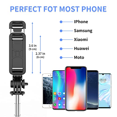 Palo Selfie Trípode Bluetooth, 4 en 1 Mini Extensible Selfie Stick Móvil con Inalámbrico Control Remote, Compatible con iPhone 13/12/11/XS MAX/XS/8 Plus/8, Samsung S10, Huawei, Xiaomi, etc.