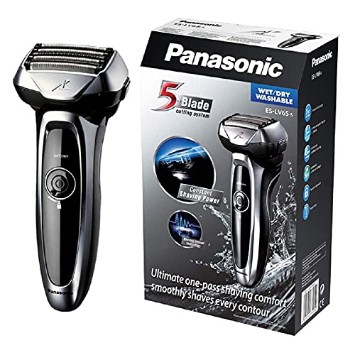 Panasonic ES-LV65-S803 Premium Wet & Dry - Afeitadora Eléctrica para Hombre/Máquina de Afeitar de Láminas para Barba Recargable e Inalámbrica Fabricada en Japón (Motor Lineal, Wet&Dry, 5 Cuchillas)