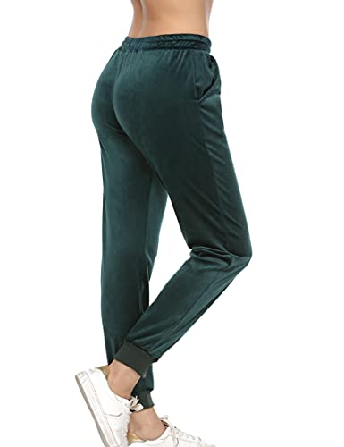 Pantalón Chandal Invierno Pantalones Terciopelo Pantalon Pijama Mantener Caliente Invierno Mujer Pantalones Deportivo Comodo con Cordones Bolsillos.Verde.XXL