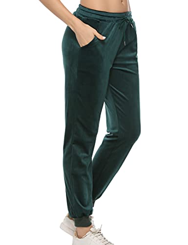 Pantalón Chandal Invierno Pantalones Terciopelo Pantalon Pijama Mantener Caliente Invierno Mujer Pantalones Deportivo Comodo con Cordones Bolsillos.Verde.XXL