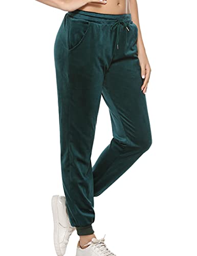 Pantalón Chandal Invierno Pantalones Terciopelo Pantalon Pijama Mantener Caliente Invierno Mujer Pantalones Deportivo Comodo con Cordones Bolsillos.Verde.XXL