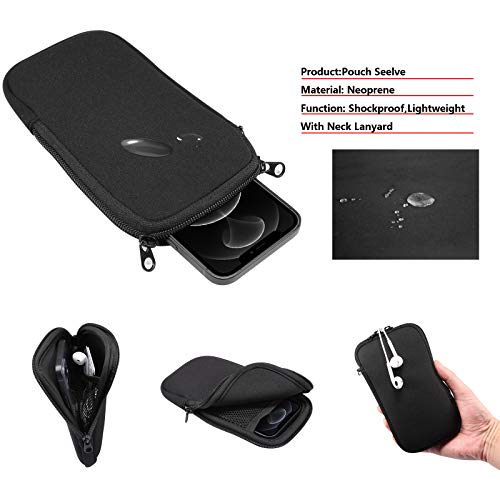 Para iPhone 12 Mini, SE 2020, 11 Pro, XS, X, 8, 6, 6s a prueba de golpes bolsa de neopreno para teléfono con cordón para el cuello, 5.4 pulgadas