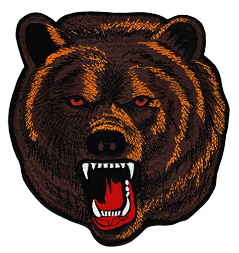 Parche con diseño de Oso Grizzly Parche para Coser o Planchar, tamaño XXL, 19 x 20 cm