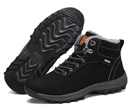 Pastaza Hombre Mujer Botas de Nieve Senderismo Impermeables Deportes Trekking Zapatos Invierno Forro Piel Sneakers Negro,41EU