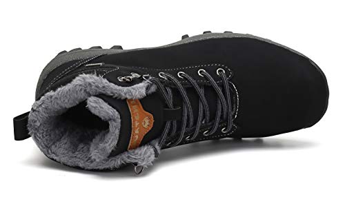 Pastaza Hombre Mujer Botas de Nieve Senderismo Impermeables Deportes Trekking Zapatos Invierno Forro Piel Sneakers Negro,41EU