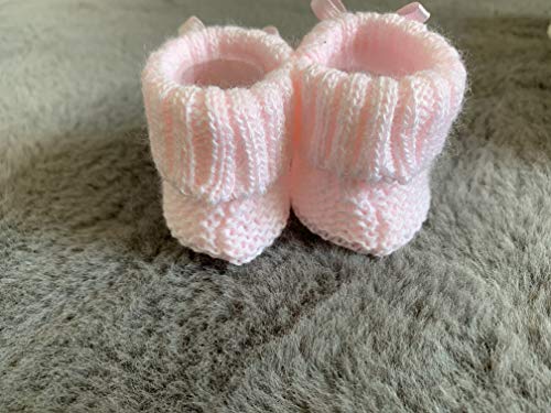 Patucos De Lana Clasicos Surditos para Bebé Niñas 0-3 Meses - Trenzado - en Caja Regalo Calcetines con Lazo para Bebé Recién Nacidos Niñas Pequeñas (Rosa)