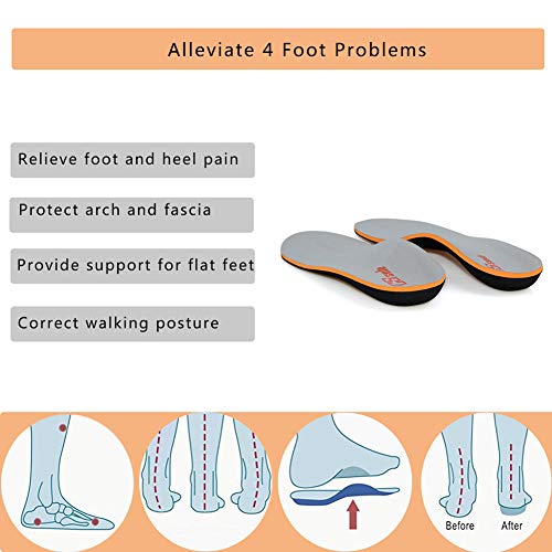 PCSsole Plantilla ortopédica, Fascitis Plantar con Soportes de Arco para el pie plano pronación para ayudar a reducir el dolor en el talón tendinitis de Aquiles (EU41-42(27cm))