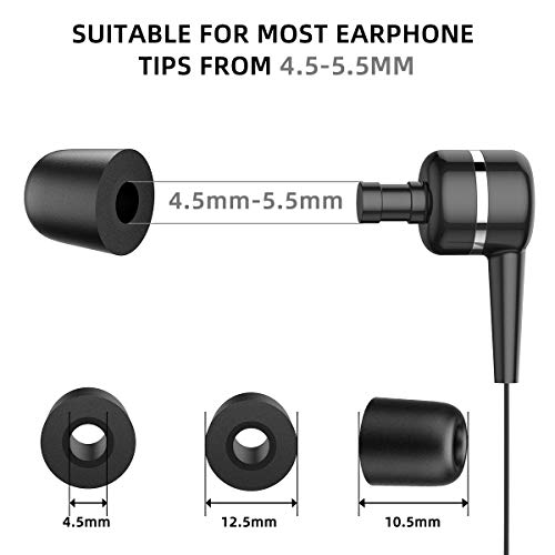 Peakally Almohadillas Auriculares Espuma Viscoelástica, 8 Pares Repuesto Auriculares Earbuds Tapón Oído Almohadilla Esponja Reemplazo Earpad para Auriculares de 4.5-5.5 mm