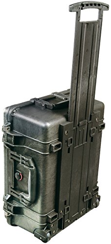 PELI 1560LFC Maletín de viaje resistente con funda desmontable para el ordenador portátil, IP67 impermeable al agua/polvo, 44L de capacidad, fabricado en EE.UU., con espuma personalizable, color negro