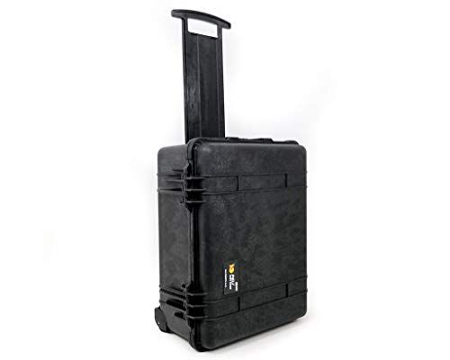 PELI 1560LFC Maletín de viaje resistente con funda desmontable para el ordenador portátil, IP67 impermeable al agua/polvo, 44L de capacidad, fabricado en EE.UU., con espuma personalizable, color negro