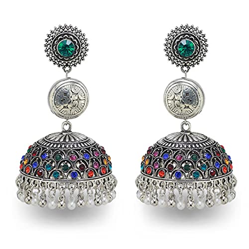 Pendientes Colgantes étnicos afganos Bohemios para Mujer Pendient Gyspy Color Plateado Bell Ladies Indian Earring Joyas Campanas Pendientes de la Bella y la Bestia