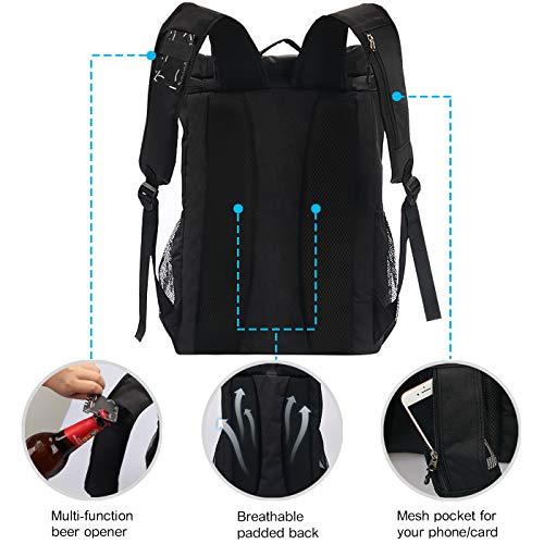 PENGDA Mochila enfriadora de 30 L – Bolsa térmica aislada, 39 latas, gran capacidad, impermeable, para camping, senderismo, almuerzo, picnic, mochila (negro)