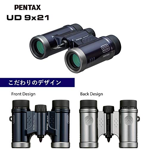 Pentax Binoculares UD 9x21 - Navy Un Campo de visión Brillante y Claro, Cuerpo Ligero con Prisma de Techo, óptica Totalmente Multicapa, 9X magnificación, Ideal para conciertos, Deportes, Viajes