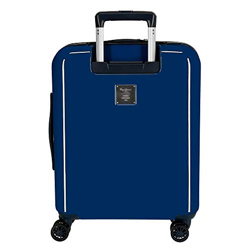 Pepe Jeans Albert Maleta de Cabina Azul 40x55x20 cms Rígida ABS Cierre TSA Integrado 38,4L 2 kgs 4 Ruedas Dobles Equipaje de Mano