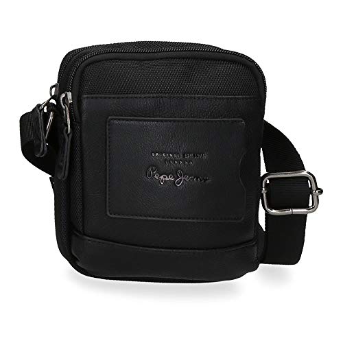 Pepe Jeans Counter Bandolera Negro 12x15x3,5 cms Poliéster y PU