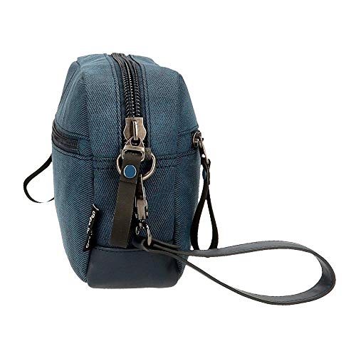 Pepe Jeans Vivac Bolso de Mano Azul 24,5x15x6 cms Algodón y PU