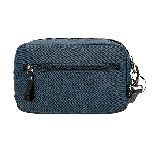 Pepe Jeans Vivac Bolso de Mano Azul 24,5x15x6 cms Algodón y PU