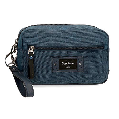 Pepe Jeans Vivac Bolso de Mano Azul 24,5x15x6 cms Algodón y PU