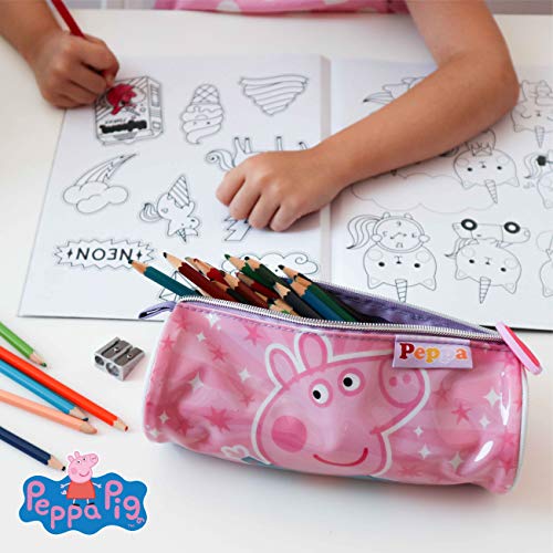 Peppa Pig Mochila Infantil 3D, Estuche Escolar y Bolsa Merienda de Cuerdas Pack Mochilas Escolares para Niñas y Niños a partir de 3 Años | Material Escolar Vuelta al Cole