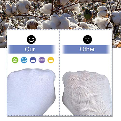 Perfetsell 12 Pares 24 Guantes Algodon Blanco Guantes Tela Blanca Finos Guantes Algodon Mujer Hombre Guantes de Joyeria Lavables Guantes Algodon Blanco para Camarero Joyería Plata Cámara Disfraz