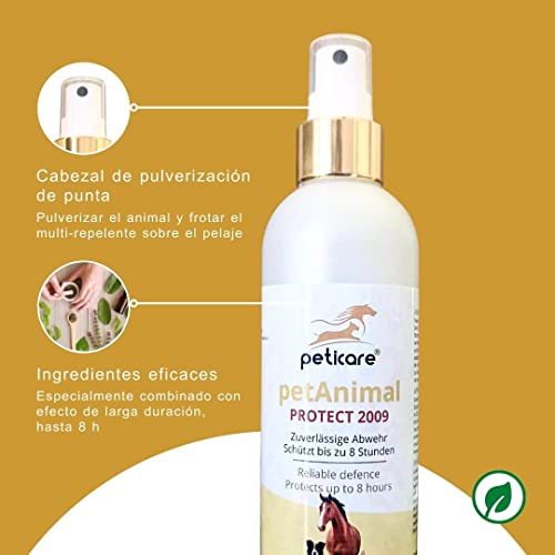 Peticare Spray contra tábanos, Mosquitos para Caballos - Multi-Repelente eficaz y de Larga duración y protección, garrapatas, Moscas, parásitos, Bloqueador tábano - petAnimal Protect 2009