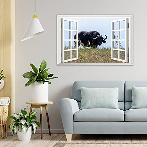 Photo to Canvas Print Wall Art, South Africa Buffalo Animal Framed Artwork Pictures Prints Farmhouse Wall Decor 16x24 Inch