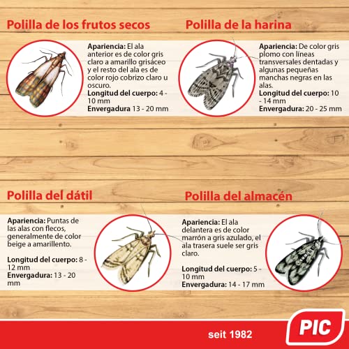 PIC Trampa para Polilla de despensa 6X Piezas - Medios de protección contra Las polillas en la Cocina y el Almacenamiento de Alimentos