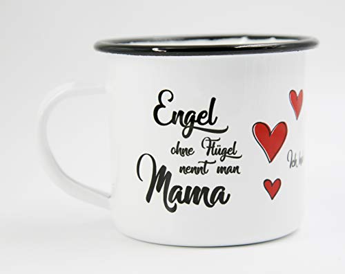 PICSonPAPER Taza Personalizable esmaltada, diseño de ángeles sin alas, para el Día de la Madre, de Acero Inoxidable