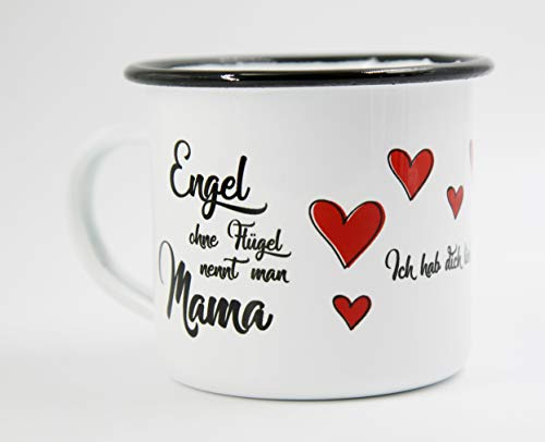 PICSonPAPER Taza Personalizable esmaltada, diseño de ángeles sin alas, para el Día de la Madre, de Acero Inoxidable