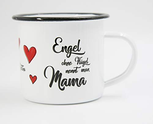 PICSonPAPER Taza Personalizable esmaltada, diseño de ángeles sin alas, para el Día de la Madre, de Acero Inoxidable