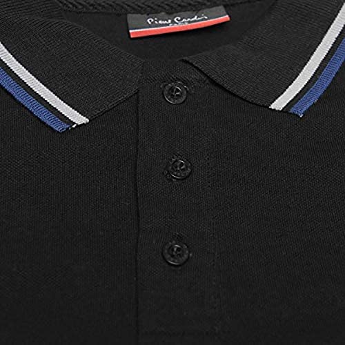 Pierre Cardin - Polo de corte clásico para hombre, con franja en el cuello y las mangas Multicolor Negro ( XXL