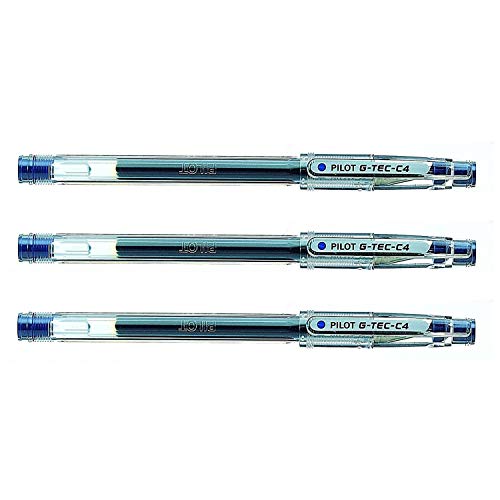 PILOT Lot de 3 Stylos roller à encre gel G-TEC-C4, bleu