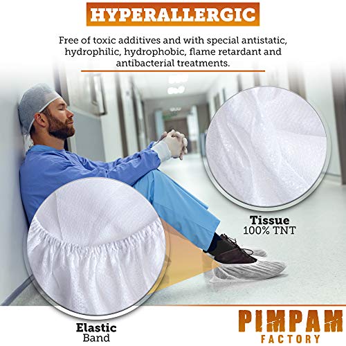 PimPam Factory - Pack de 100 Cubrezapatos Desechables | Transpirables y Ajustables | Fabricado en España | Fundas Protectoras | Hipoalergénico | 100% Reciclable | Sin Olor