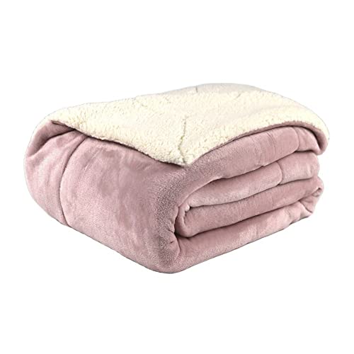 PimpamTex – Manta de Sofá con Tacto Terciopelo Reversible de 130 x 160 cm, Súper Suave y Cálida para Cama – (130x160 cm, Rosa Palo)