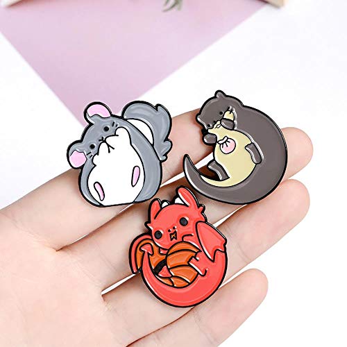 Pin de esmalte lindo personalizado Chinchilla erizo nutria pingüino dragón insignia broche personalizado solapa Pin camisa bolsa regalo de joyería para niños, erizo