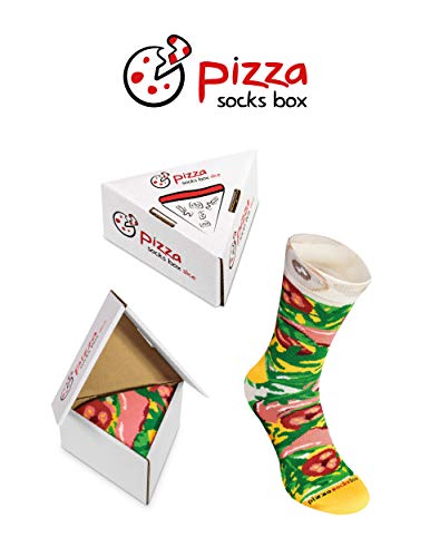 Pizza Socks Box Slice Italiana - Mujer Hombre - 1 par de Calcetines - Tamaño 41-46