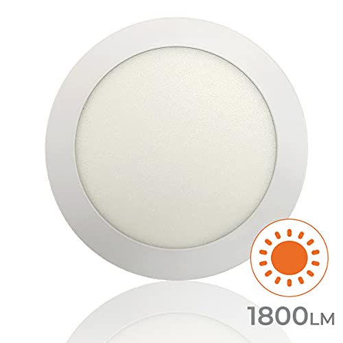 Plafon LED Redondo Superficie 20W. Color Blanco Frio (6500K). 1800 Lumenes. Driver Incluido.