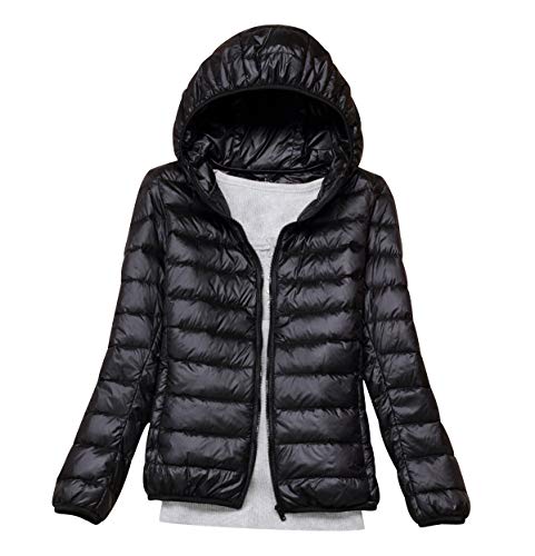 Plumas Mujer Plumiferos Ligeros Mujer Con Capucha Abrigo Plumas Ultralight Plumon Chaqueta Plumifero Ligero Corto Abrigos Señora Chaquetas Invierno Cazadoras Chaquetones Casacas Tallas Grandes Negro