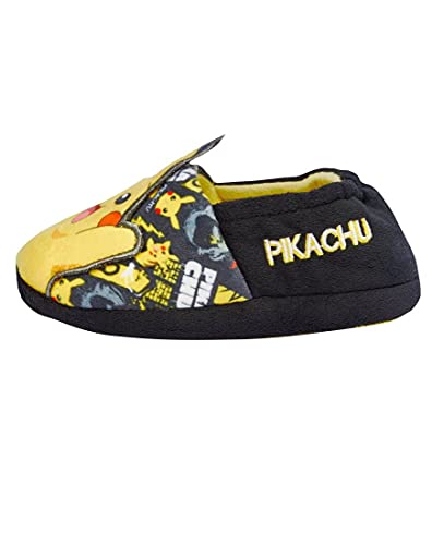 Pokémon Pikachu Zapatillas acolchadas negras y amarillas para niños, negro y amarillo, 27 EU