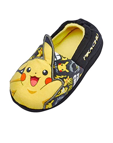 Pokémon Pikachu Zapatillas acolchadas negras y amarillas para niños, negro y amarillo, 27 EU