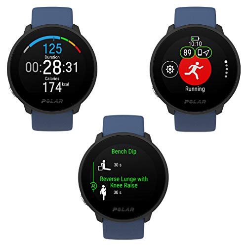 Polar Unite - Fitness Smartwatch Resistente al Agua con GPS vía móvil - Registro del Sueño y la Recuperación, Guía de Entrenamiento Diario y Registro de FC en la muñeca, Azul