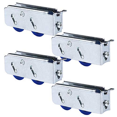 Poleas para Puertas Y Ventanas De Aleación De Aluminio, Ruedas Deslizantes Dobles para Puertas Correderas, Altura Ajustable, Rodamientos Sellados, Un Paquete De Cuatro