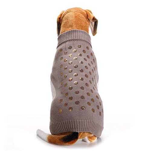 popetpop para Jerseys de invierno para perros y gatos Jersey Calor para Perro Cachorro de pequeño Medio (Gris)