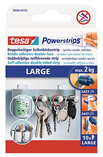 Powerstrips Grande - Tiras Adhesivas Doble Cara Ideales para Superficies Planas y Lisas - Para Objetos de hasta 2 kg